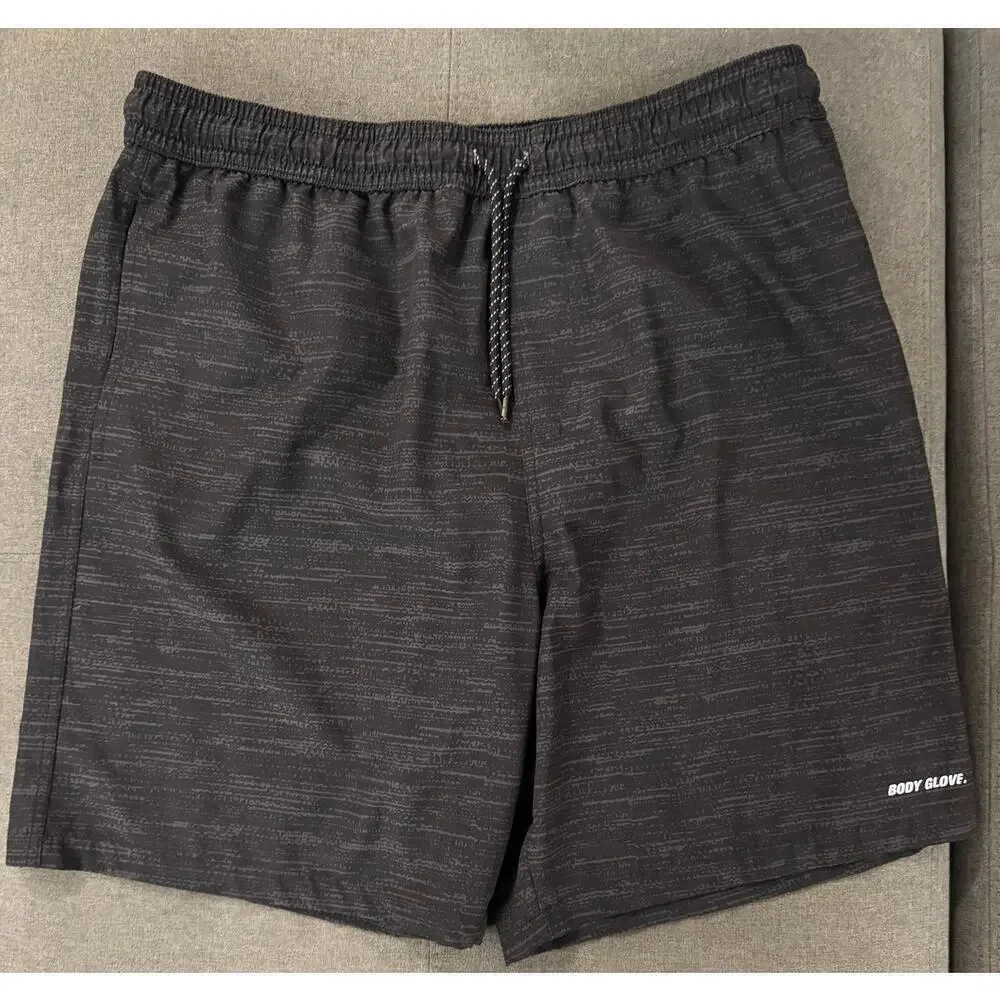 Body Glove Men’s Size XL Black/Gray 7.5 Inch Mesh Lined Swim Trunks